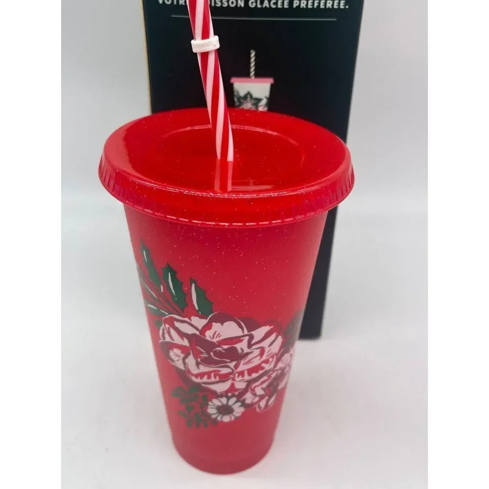 Starbuck Reusable Cold Cups With Lids And Straws Set of 4